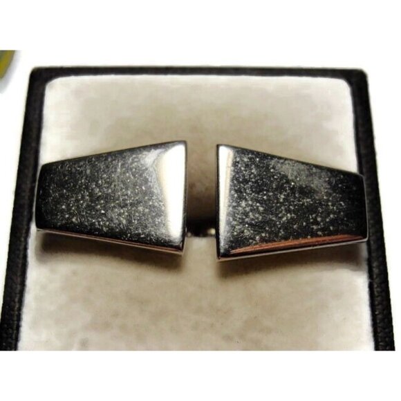 Vintage Shields Trapezoid Shaped Silver Tone Cufflinks Tux Shirt Dress Suit - Picture 12 of 12